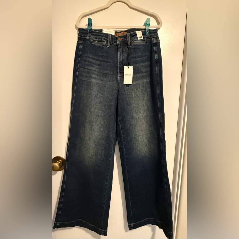 Judy Blue Dark Blue Wide-Leg Flare Jeans